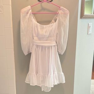 Lucy in the Sky White Shimmery Backless Mini Dress